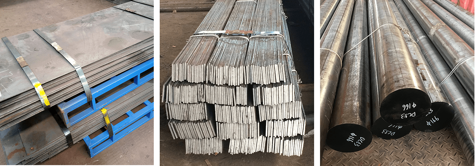 Steel plate, steel strip, round steel